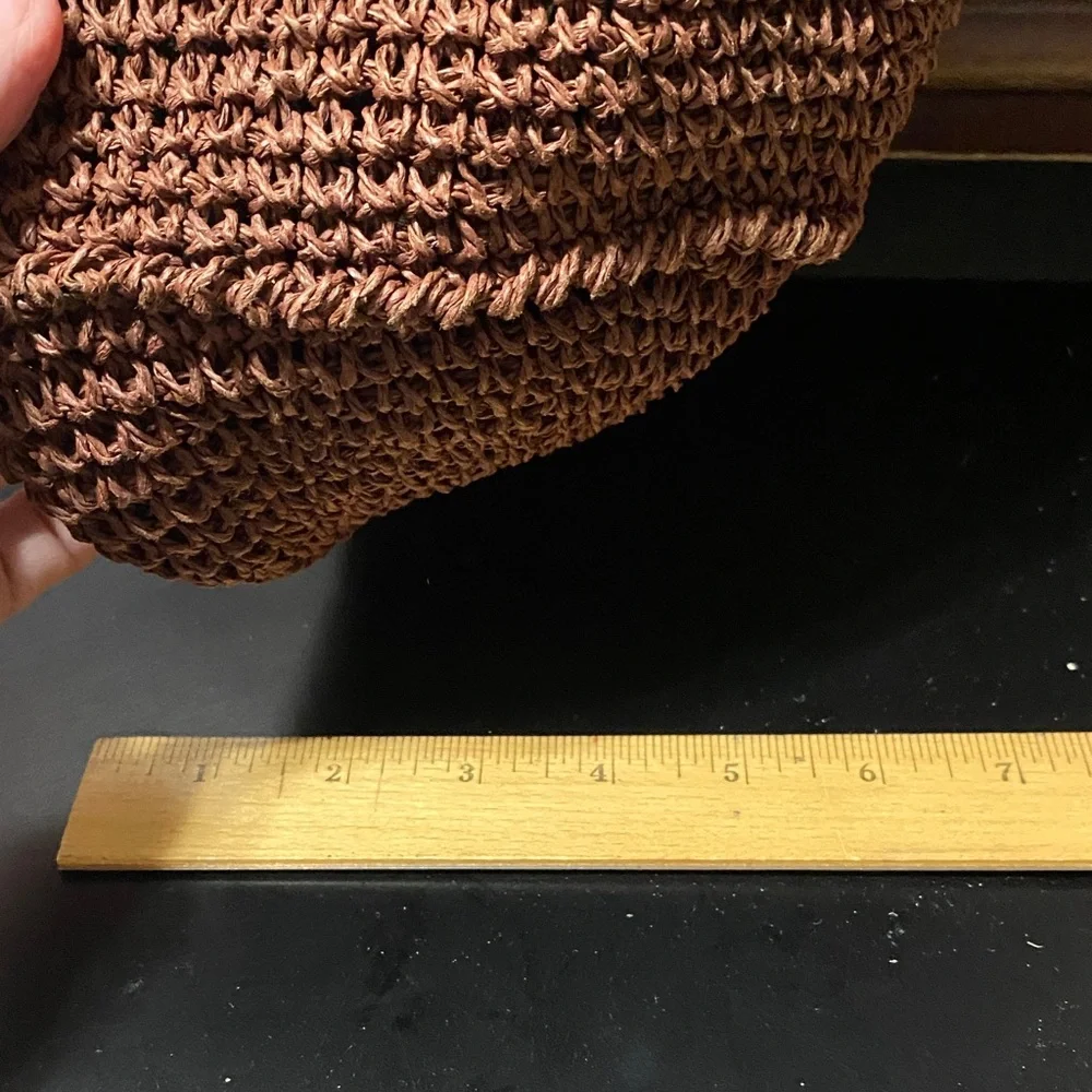 Jacqueline Ferrar vintage Brown paper straw Woven double handle Tote Bag